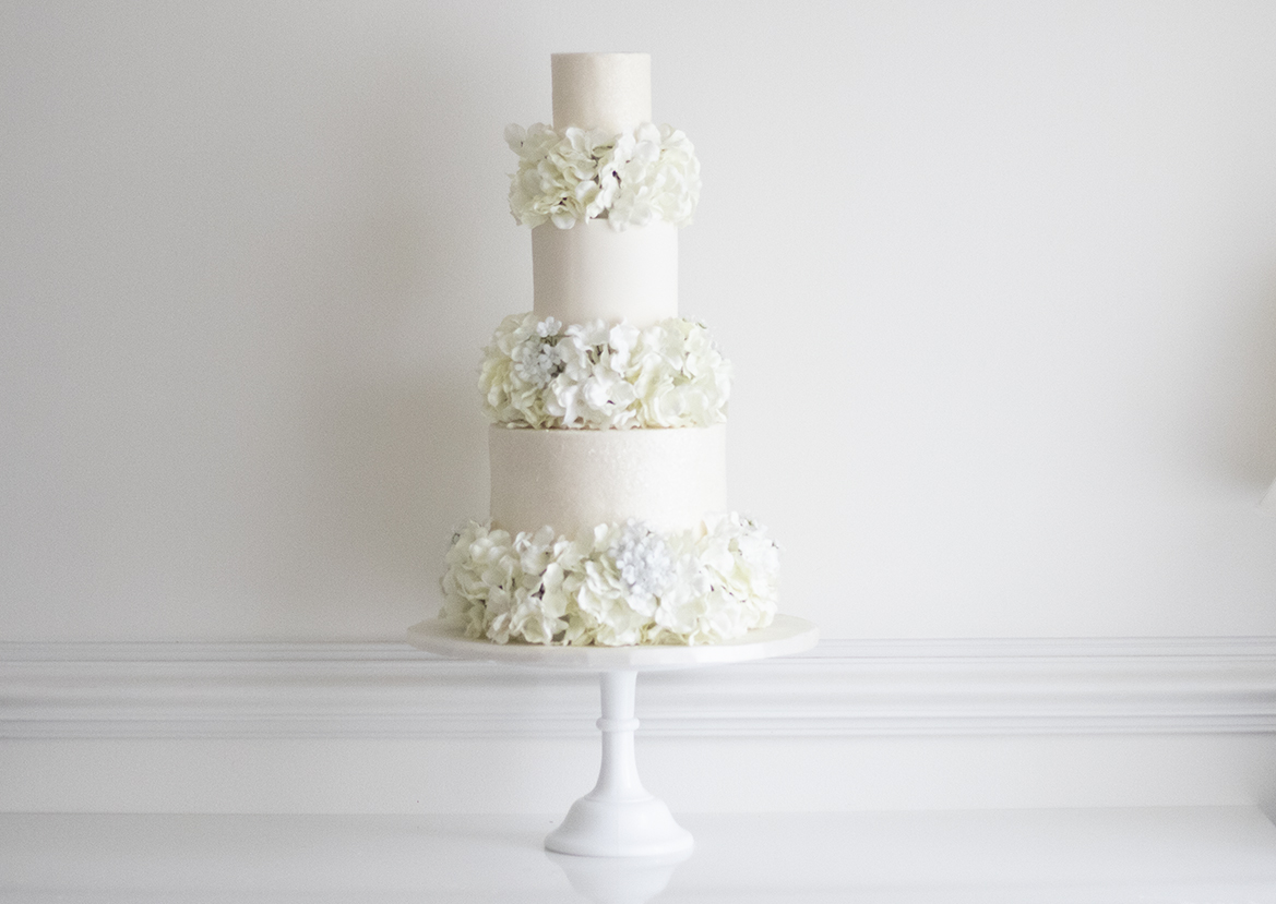 Floral Spacers Wedding Cake